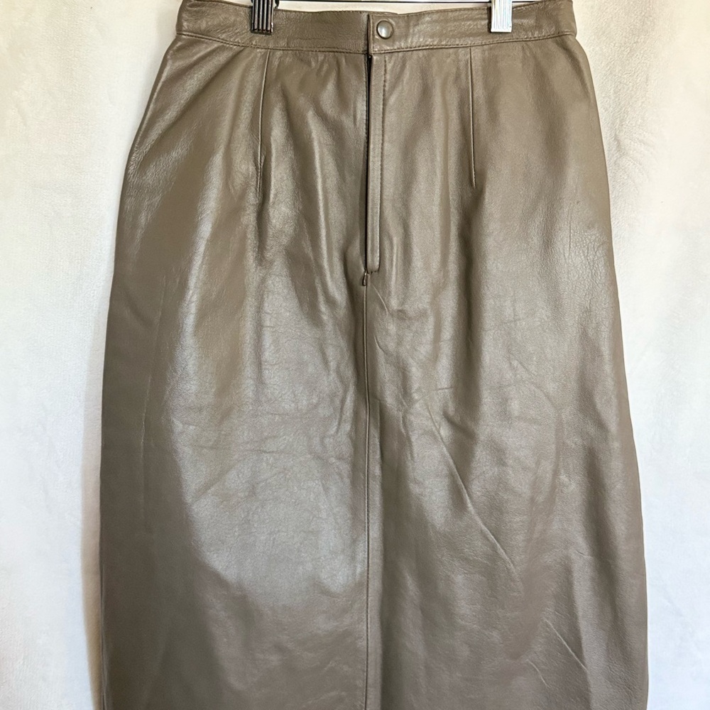 Moda Leather Midi Skirt - Brown